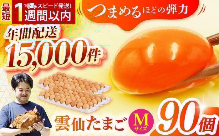 
                  雲仙たまご Mサイズ90個(85個＋割れ補償5個入り) 【常温/冷蔵選べる】 長崎県/塚ちゃん雲仙たまご村 [42ACAE004] 卵 玉子 タマゴ 鶏卵 長崎 島原 九州 大容量 たっぷり  スピード 発送 配送 最速 最短 すぐ届く すぐ発送
                