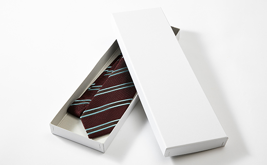 シルク100%　たけとらのフレスコネクタイ　えんじ・茶ストライプ　ふるさと納税限定　ギフト・父の日に