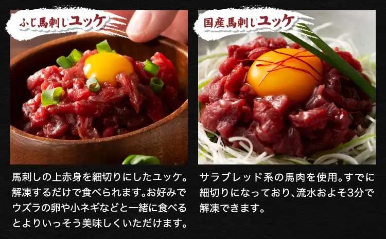 「熊本特産馬刺しとくまもと黒毛和牛」フジチクオリジナル贅沢食べ比べセット (藤彩牛 バラ(カルビ)、モモ焼肉各200g、ふじ馬刺し 上赤身スライス、国産馬刺し赤身スライス各40g、 ふじ馬刺し ユッケ