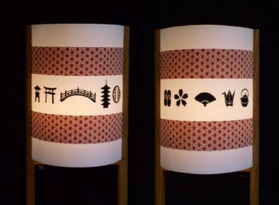 030D060 着物生地で作ったおしゃれな行灯（あんどん） 日本の文化