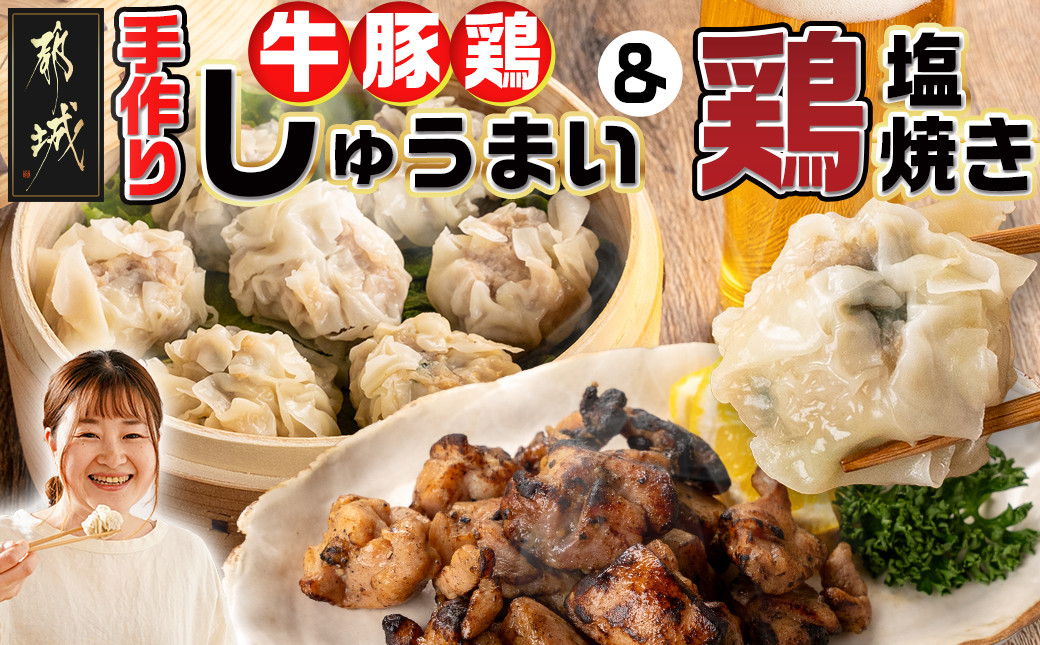
            手作り☆牛・豚・鶏しゅうまい&鶏塩焼きセット_AA-L902_(都城市) 国産豚/鶏/牛 シュウマイ 手作りしゅうまい 若鶏塩焼き セット 真空パック
          