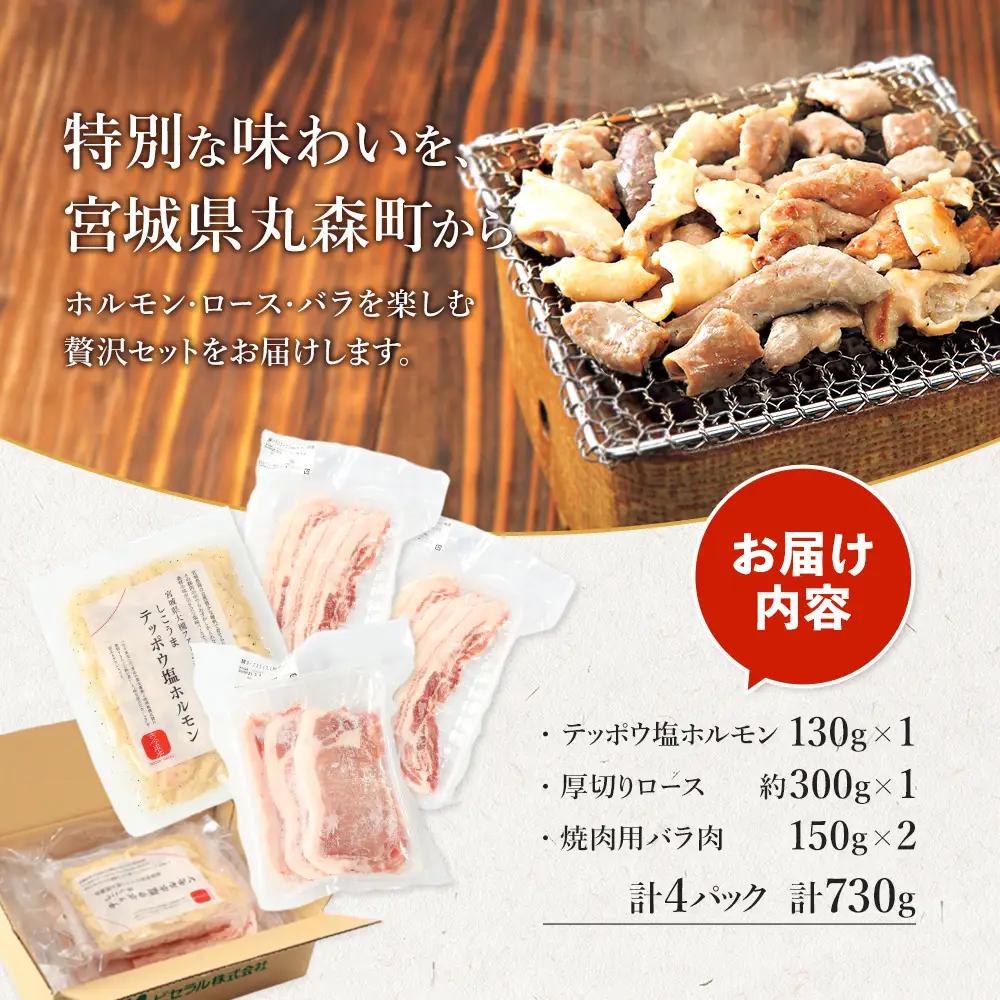 【古今東北】 丸森町大槻ファーム 豚肉3種セット(計730g）【30103】