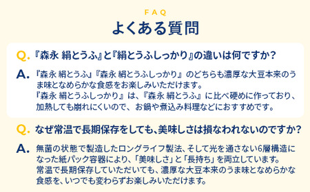 【7ヵ月定期便】森永 絹とうふ12丁＋ 絹とうふしっかり12丁 | ふるさと納税 豆腐 常温 とうふ セット まとめ買い 長期保存 食品保存 ヘルシー 和食 おかず ストック 食べ比べ アレンジ自在 