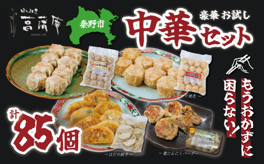  豪華お試し中華セット （エビプリ焼売20個・はだの焼売20個・はだの餃子36個・葉にんにくバーグ9個）餃子 焼売 冷凍 ぎょうざ エビ しゅうまい 門倉ポーク 国産野菜 食べ方色々 こだわり食材 プロの味 おかず 焼くだけ はだの餃子 菖蒲庵 門倉ポーク 秦野産 025-15