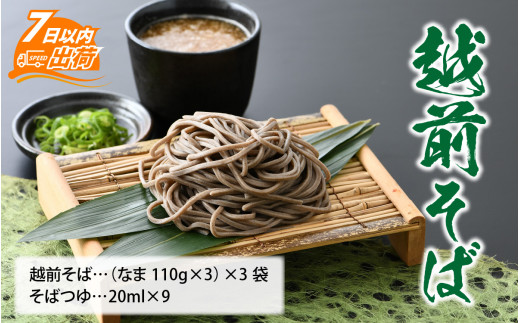 
ヤマサ製麺 越前そば 9食 （3食袋×3）【蕎麦 おそば なまそば 生そば 生麺 麺類 越前蕎麦 和食 小分け 風味 のど越し つゆ付 冷蔵配送 冷凍保存 長期保存 送料無料】[A-120003]
