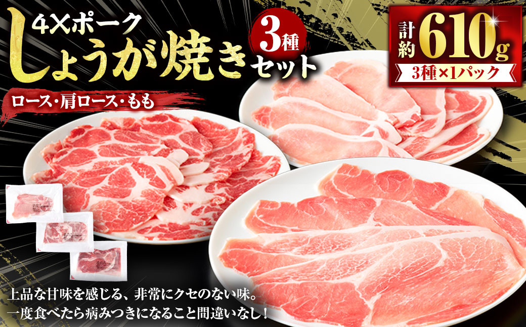 4Xポーク しょうが焼きセット （計約610g） ポーク 豚肉 肉 生姜焼き しょうが焼き （848）