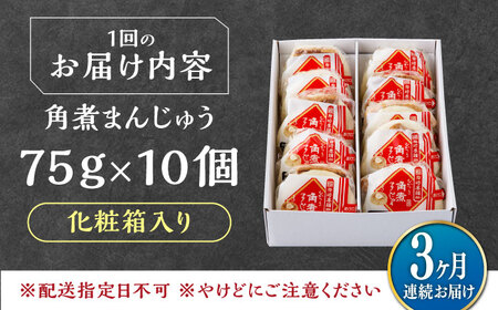【全3回定期便】【化粧箱】長崎角煮まんじゅう 10個 《対馬市》【岩崎本舗】冷凍 角煮 角煮まん 個包装 豚まん[WBC068]