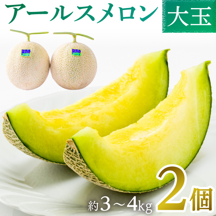 
高級アールスメロン（マスクメロン）　2個入り（約3kg～4kg）／大玉
