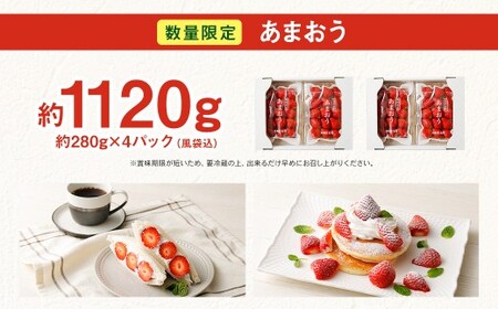 【2月発送】【数量限定】 あまおう 約280g×4パック 計約1,120g 【2027年2月上旬から順次発送予定】 いちご 苺 イチゴ ベリー 果物 フルーツ デザート おやつ お取り寄せ 福岡県 香