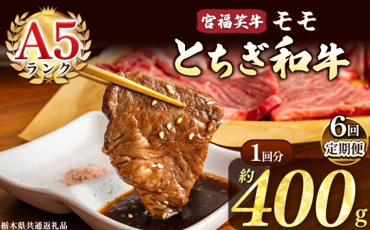 【定期便6回】宮福笑牛(とちぎ和牛) A5 モモ焼き肉 約400g  | 定期便 牛肉 和牛 焼き肉 やきにく 焼肉 焼肉用 モモ肉 もも肉 モモ もも 旨味 美味しい 肉 お肉 栃木県共通返礼品 栃木県 真岡市