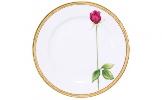 【手描き】一本の薔薇レッド30cmサービスプレート〈大倉陶園〉