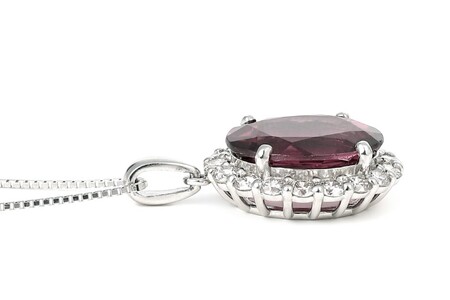 【一点もの】ロードライトガーネット（6.61ct）ダイヤモンドプラチナペンダント　R86　K05142-H