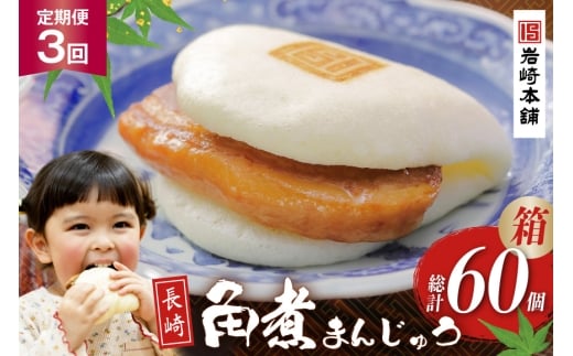 BJ040 岩崎本舗 【3回定期便】長崎角煮まんじゅう 20個入 (箱) [長崎県 島原市]