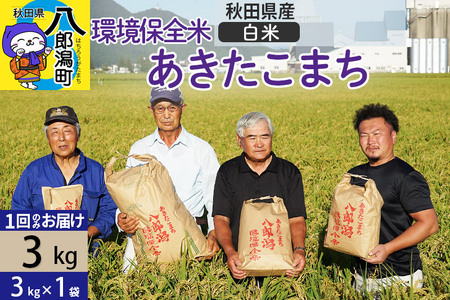 【白米】令和7年産 秋田県産 あきたこまち 環境保全米 3kg (3kg×1袋) 