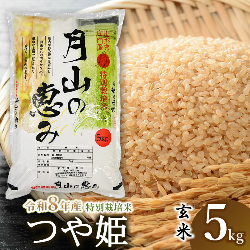 【ふるさと納税】【令和8年産先行予約】 特別栽培米 つや姫 玄米 5kg (5kg×1袋) 2026年 山形県鶴岡市産　米工房月山 | 返礼品 おこめ お米 つやひめ お取り寄せ ご当地 コメ 単一米