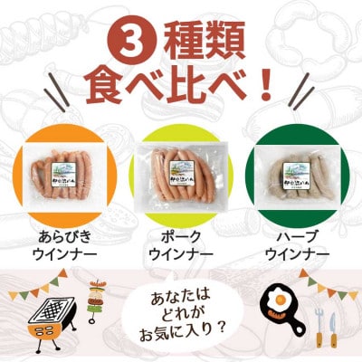 【伊豆沼ハム】つながったソーセージ 3種セット【配送不可地域：離島】【1613976】