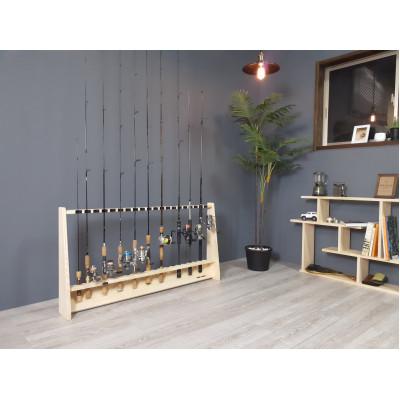 ふるさと納税 横手市 WOOD WORKS ロッドスタンド20本掛け 本体カラー:ナチュラル/フェルトカラー:グリーン |  | 01