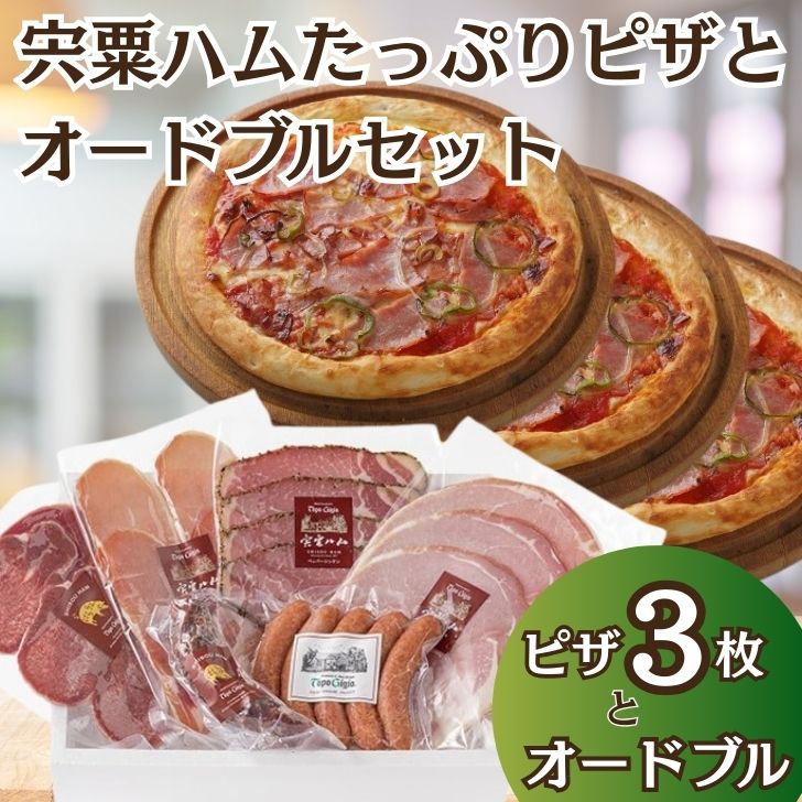 【ふるさと納税】宍粟ハムたっぷりピザとオードブルセット　ハム ピザ オードブル 冷凍 ウインナー 生ハム 牛タン 惣菜 ギフト 贈り物 パーティー ご挨拶 お中元 お歳暮 J19