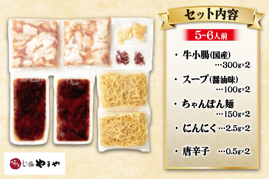 もつ鍋 博多もつ鍋やまや もつ鍋セット あごだし醤油味 5～6人前 ちゃんぽん麺 薬味付 [やまやコミュニケーションズ 福岡県 宇美町 um40azo860004] もつ鍋セット モツ鍋 国産 牛モツ