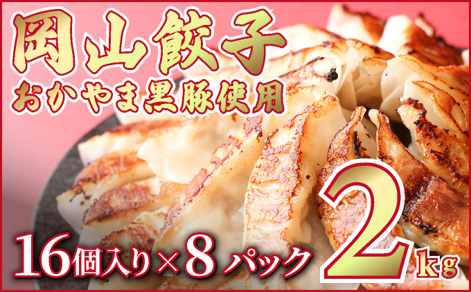 
岡山餃子　晴れの国で育った黒豚と野菜の餃子　16個入り（256g）×8パック（128個）2kg以上 ギョウザ おかず おつまみ 冷凍
