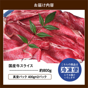 【牧場から食卓へ!】国産牛スライス約800g(真空パック:400g×2パック)
