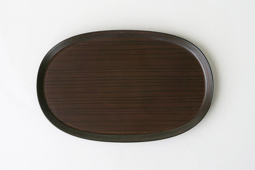 BUNACO オーバルトレイ Sサイズ （ダークブラウン) お盆 トレイ 食器 木製 ウッド  木製食器 キッチン 雑貨