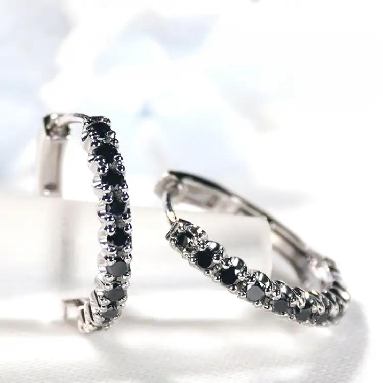 ピアス フープピアス プラチナ PT900 ブラックダイヤモンド 0.36ct 【f215-bd-pt】 [オーダーメイドジュエリーメイ 山梨県 韮崎市 20745466]
