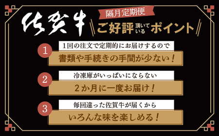 【定期便6回】佐賀牛を偶数月に6回お届け 食べ比べ _f-84