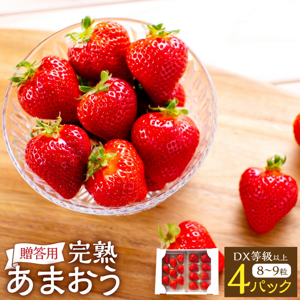 【ふるさと納税】 完熟 あまおう 贈答用 4パック 約250g～410g×4パック 総合計約1kg～1.64kg いちご イチゴ 苺 フルーツ 果物 大粒 くだもの 先行予約 福岡県 苅田町 送料無料 【2026年1月上旬-3月上旬発送予定】
