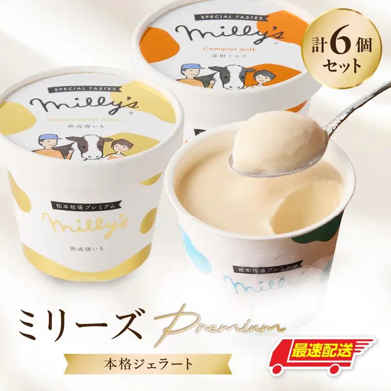 【最速配送】松本牧場ミリーズ Premium 6個 ／ アイス ジェラート アイスクリーム【B164】