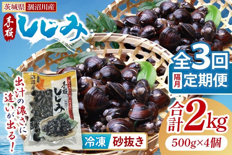 
            【全３回隔月定期便】茨城県涸沼川産 だしの濃さに違いが出る！手掘しじみ（砂抜き）500g×４個（２kg）【涸沼川 シジミ オルニチン 味噌汁 スープ 茨城県 水戸市】（MS-10）
          