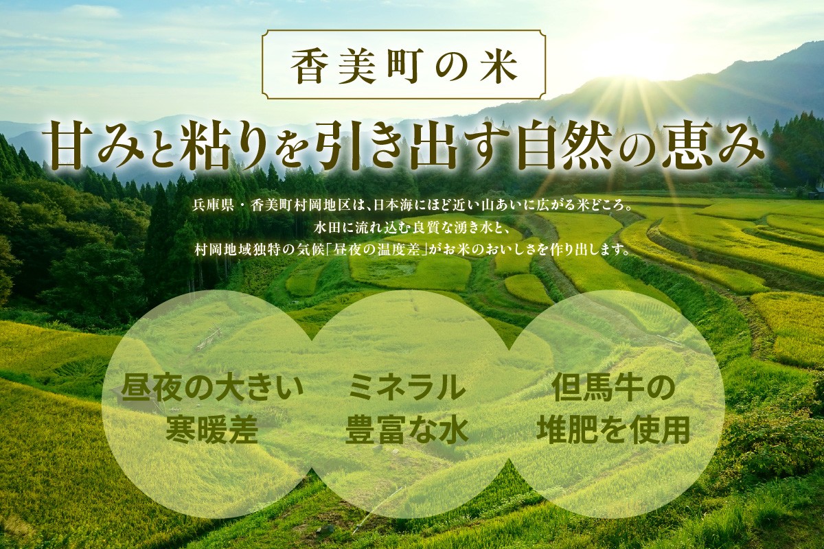 牛飼いの玄人 上田伸也さんのつくる但馬玄の堆肥を使い、作った極上コシヒカリです。
