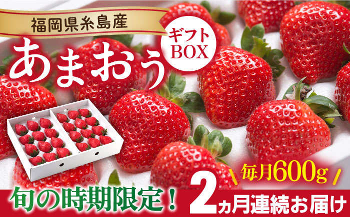 
【全2回定期便】【2023年12月上旬より発送】糸島産 あまおう ギフト 箱 毎月600g ( 24-30粒 )糸島市 / 南国フルーツ株式会社 [AIK028]
