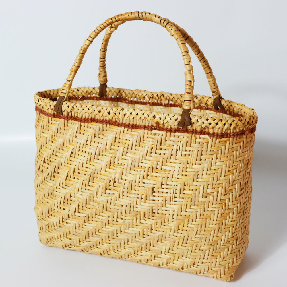 【ふるさと納税】【現品発送】新野さんのつる細工　かごバッグ　またたび　三本網代編み