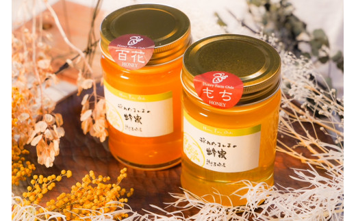 【国産蜂蜜】食べ比べ４５０ｇ2本セット（くろがねもち蜂蜜、百花蜂蜜）