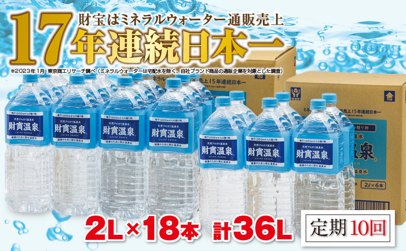 【10回定期】温泉水2L×18本