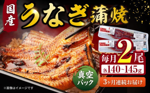 【3回定期便】福田屋食品　うなぎ蒲焼2尾(真空パック) / 特上 うなぎ 鰻 蒲焼 ウナギ / 諫早市 / 諫早観光物産　コンベンション協会  [AHAB002]