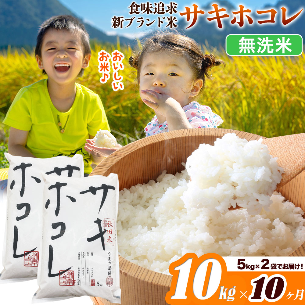 米《定期便10ヶ月》サキホコレ【無洗米】米どころ 秋田県産 令和7年産 10kg（5kg×2袋）大仙市