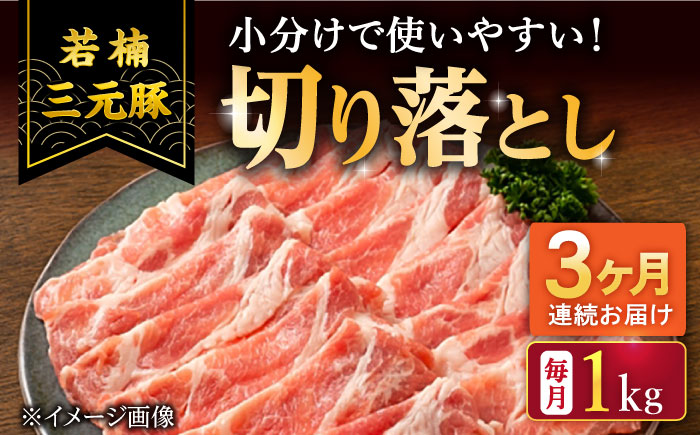 【3回定期便】若楠三元豚 切り落とし 1kg（250g×4パック）/ナチュラルフーズ [UBH074] 豚肉