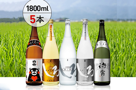 白岳・ 厳選 一升瓶 1800ml × 5本セット 計9L ＜白岳4種・待宵セット＞ 白岳4種 はくたけ 白岳 白岳しろ しろ 謹醸しろ 吟麗しろ 肥後時習館 待宵 まつよい 厳選 まろやか 華やか 