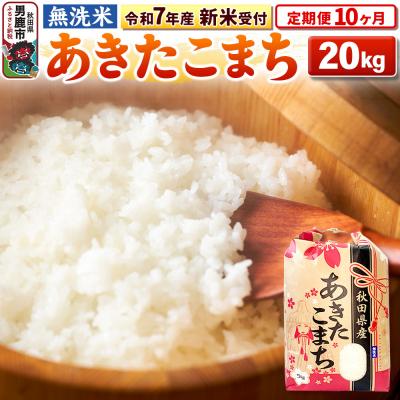 ふるさと納税 男鹿市 新米受付《定期便10ヶ月》【無洗米】秋田県産 あきたこまち 20kg|23_kml-022010s