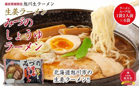 【ふるなび限定】 生姜ラーメンみづのしょうゆラーメン スープ付 ２人前×６袋 藤原製麺製造 | 北海道_01529