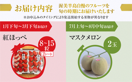 メロン・イチゴ定期便 全2回 果物 旬 めろん いちご 紅ほっぺ 季節の果物 人気 愛知県 田原市 定期便 フルーツ 定期便 フルーツ 定期便 フルーツ 定期便 フルーツ 定期便 フルーツ 定期便 フ