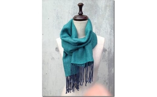 ito to iro 手染め・手織り仕上「ストール」メリノウール100% 網代斜紋・グリーン