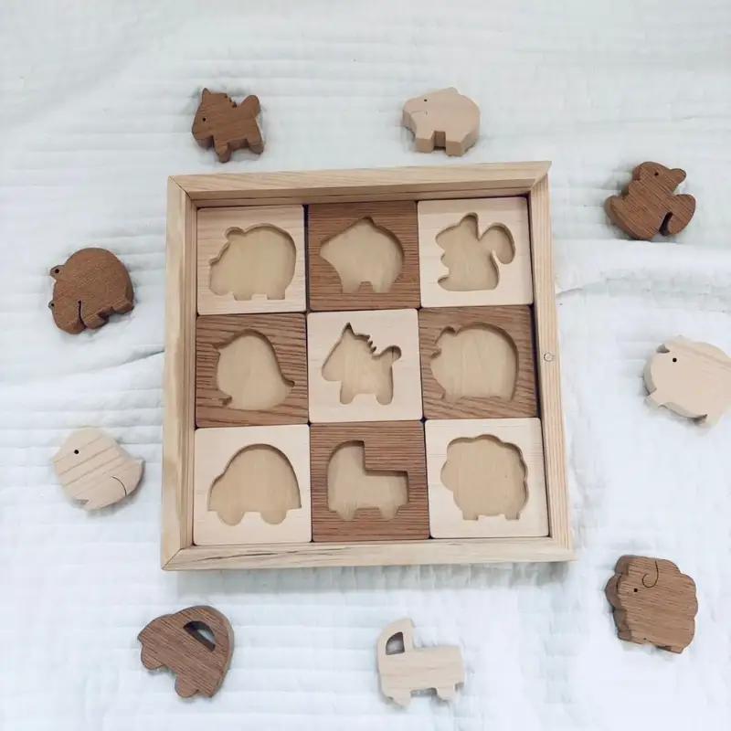 国産ヒノキとケヤキの木製パズル（小）　パズル 手作り おもちゃ 知育 玩具 無垢 ひのき けやき ヒノキ ケヤキ 木製 国産 日本製 子供 プレゼント ギフト 滋賀県 米原市