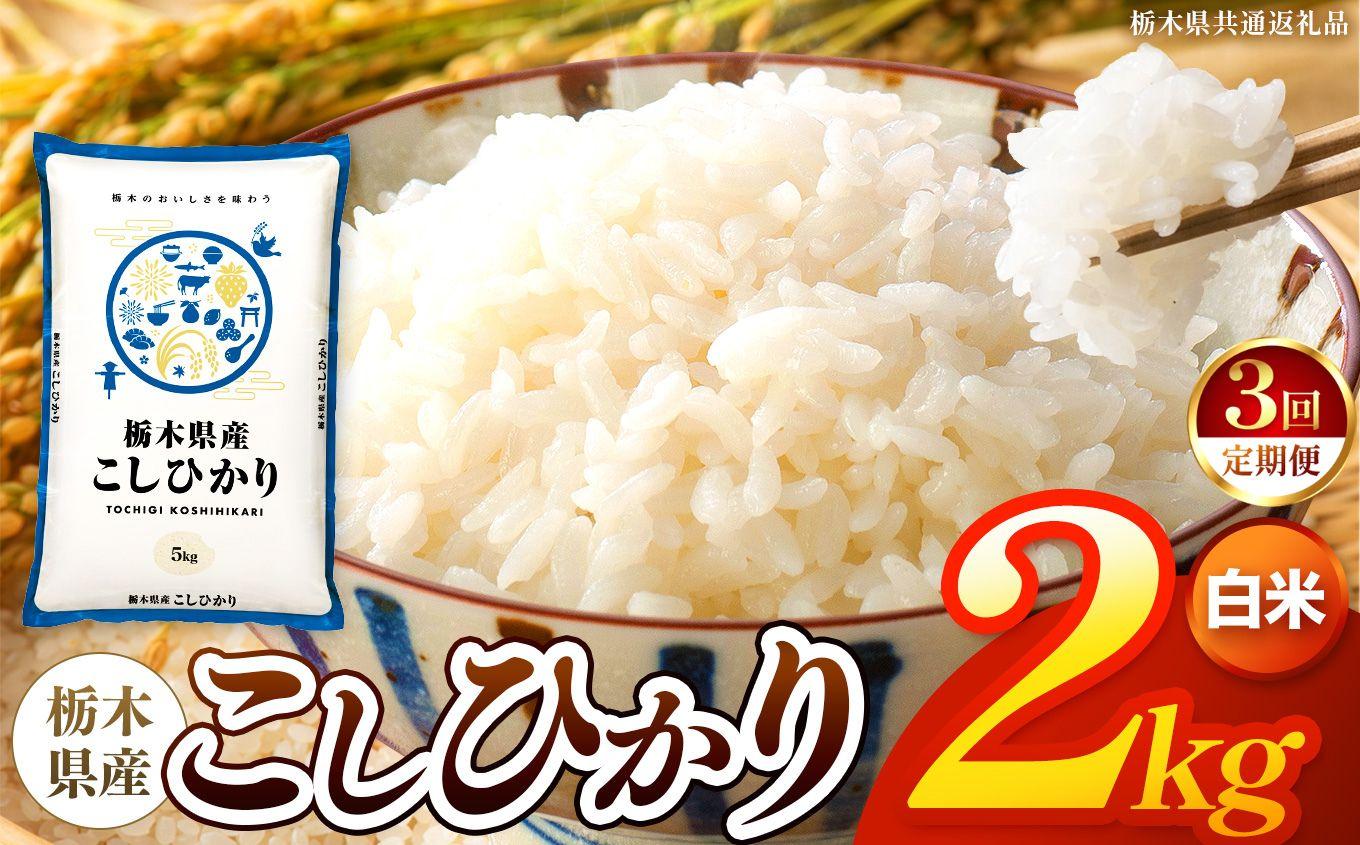 【令和8年産 新米】 【定期便3回】栃木県産 お米 こしひかり　（白米） 2kg 【2026年秋 先行予約】 |  栃木県 矢板市 【栃木県共通返礼品】 【定期便3回】白米 2kg | 14700円