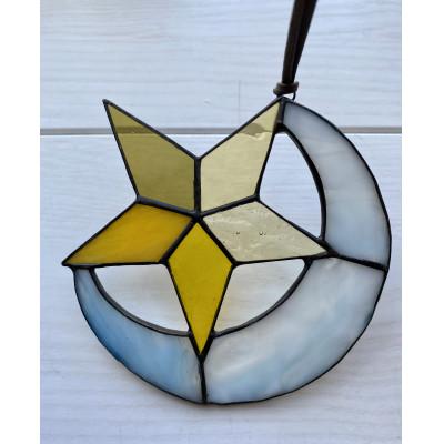 ふるさと納税 静岡市 ステンドグラス　オーナメント　月と星