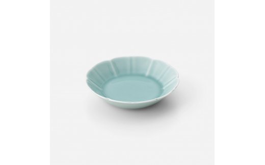 【伊万里焼】青磁花型深平皿 5枚セット H669
