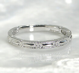 指輪 小指 重ね付け ミル打ち レディース【K18WG】r-126（KRP）J5-1410