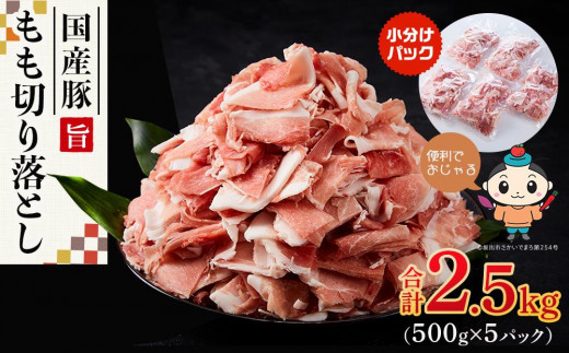 
【ふるさと納税】カット済み国産豚モモ切り落とし2.5kg（500g×5パック）
